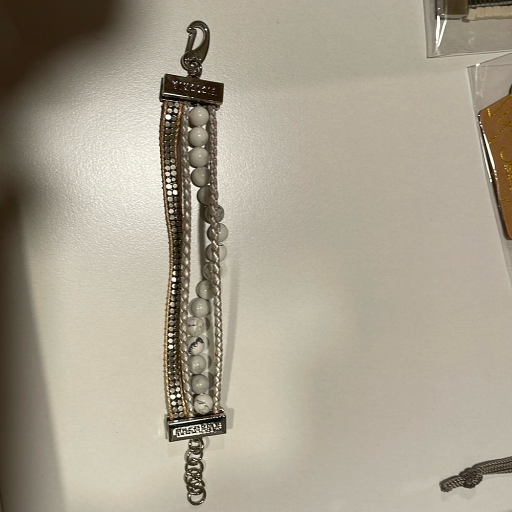 Victoria Emerson silver Chain and Stone Stacking Bracelet